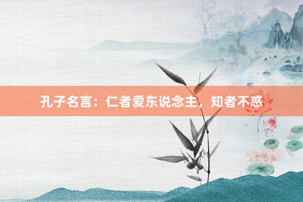孔子名言：仁者爱东说念主，知者不惑
